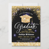 Klasse van 2023 Elegant Gold Glitter Afstuderen Kaart (Voorkant)