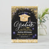 Klasse van 2023 Elegant Gold Glitter Afstuderen Kaart (Staand voorkant)