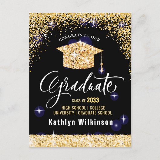 Klasse van 2023 Elegant modern Gold Glitter Sparkl Briefkaart (Voorkant)