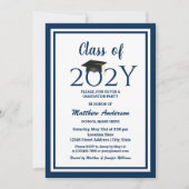 Klasse van 2023 Elegant Navy Blue Graduation Party Kaart (Voorkant)