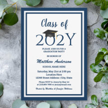 Klasse van 2023 Elegant Navy Blue Graduation Party