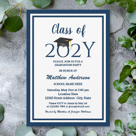Klasse van 2023 Elegant Navy Blue Graduation Party Kaart
