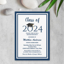 Klasse van 2023 Elegant Navy Blue Graduation Party