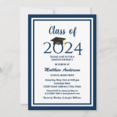 Klasse van 2023 Elegant Navy Blue Graduation Party Kaart (Voorkant)