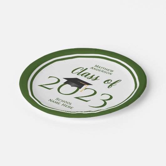 Klasse van 2023 Elegant Navy Blue Graduation Party Papieren Bordje (Gekanteld)