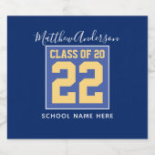 Klasse van 2023 Elegant Royal Blue & Gold Afstuder Bier Etiket (Enkel label)