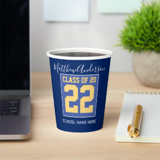 Klasse van 2023 Elegant Royal Blue & Gold Afstuder Papieren Bekers