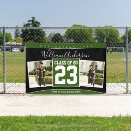 Klasse van 2023 Forest Green Black Afstuderen Foto Spandoek
