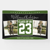 Klasse van 2023 Forest Green Black Afstuderen Foto Spandoek (Horizontaal)