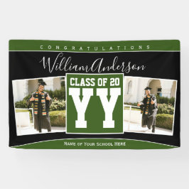 Klasse van 2023 Forest Green Black Afstuderen Foto Spandoek
