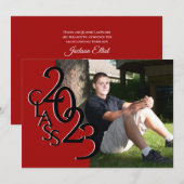 Klasse van 2023 Foto Afstuderen Red en Black Kaart (Voorkant / Achterkant)
