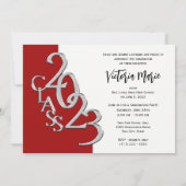 Klasse van 2023 Foto Afstuderen Red Silver Invitat Kaart (Achterkant)