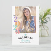 Klasse van 2023 Fotopasta Blauwgroen Graduation Pa Kaart (Staand voorkant)