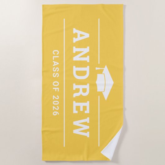 Klasse van 2023 Gele Douane Afstuderen Naam Strandlaken (Voorkant)