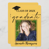 Klasse van 2023 Gele Foto Afstuderen aankondiging (Voorkant / Achterkant)