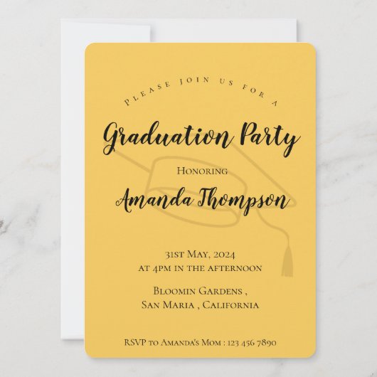 Klasse van 2023 Gele Foto Afstuderen aankondiging (Achterkant)