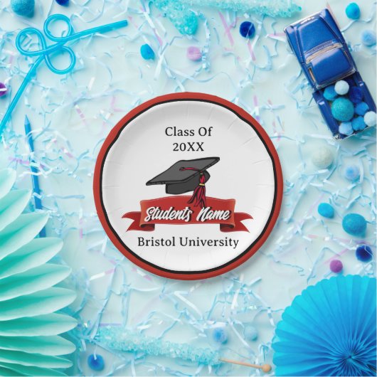 Klasse van 2023 Gepersonaliseerd Afstuderen Maroon Papieren Bordje (Feest)