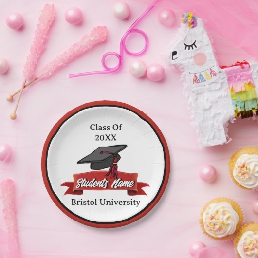 Klasse van 2023 Gepersonaliseerd Afstuderen Maroon Papieren Bordje (Feest)