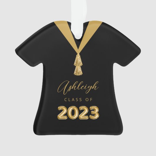Klasse van 2023 Gepersonaliseerd zwart Afstuderen Ornament (voorkant)