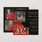 Klasse van 2023 Gold Afstudeerder Red en Black met Kaart (Voorkant / Achterkant)