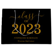 Klasse van 2023 Gold Script op zwart Afstuderen Groot Cadeauzakje (Voorkant)