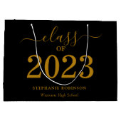 Klasse van 2023 Gold Script op zwart Afstuderen Groot Cadeauzakje (Achterkant)