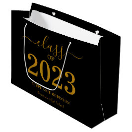 Klasse van 2023 Gold Script op zwart Afstuderen Groot Cadeauzakje