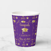 Klasse van 2023 Goud Afstudeerder Graduation Cap - Papieren Bekers (Voorkant)