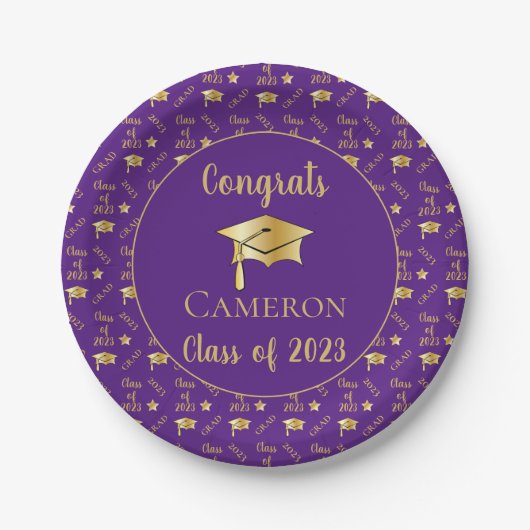Klasse van 2023 Goud Afstudeerder Graduation Cap - Papieren Bordje (Voorkant)
