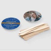 Klasse van 2023 gouden blauwe confetti Afstuderen  Handwaaier (Niet-gemonteerd)