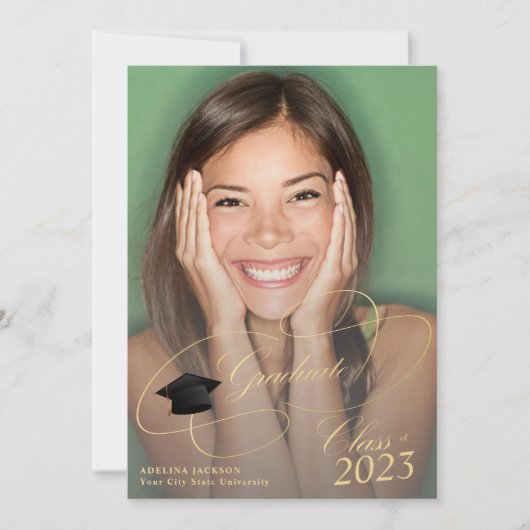 Klasse van 2023 gouden script 4 foto's afstuderen aankondiging (Voorkant)