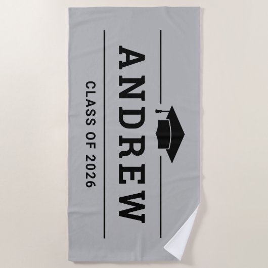 Klasse van 2023 Gray Persoonlijke Afstuderen naam Strandlaken (Voorkant)