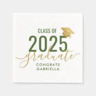 Klasse van 2023 Green White Gold Graduation Party Servet