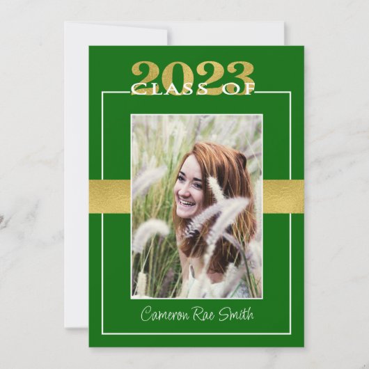 Klasse van 2023 Groene & Gouden Afstudeerfeest Kaart (Voorkant)