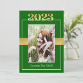 Klasse van 2023 Groene & Gouden Afstudeerfeest Kaart (Staand voorkant)