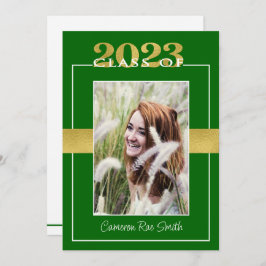Klasse van 2023 Groene & Gouden Afstudeerfeest Kaart