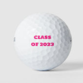 Klasse van 2023 Hot Pink Text Afstuderen College Golfballen (Voorkant)
