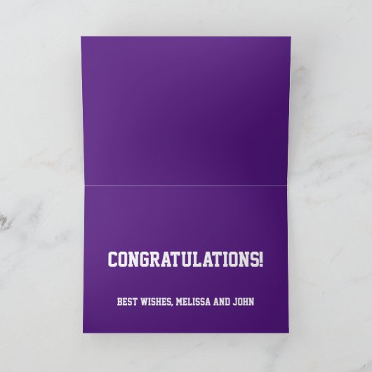 Klasse van 2023 Koninklijk Paars en Wit Afstuderen Kaart (Binnen)