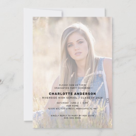 Klasse van 2023 Maroon 2 Foto Afstuderen Invitatio (Achterkant)