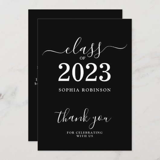 Klasse van 2023 Modern Afstuderen Dank u Kaart (Voorkant / Achterkant)
