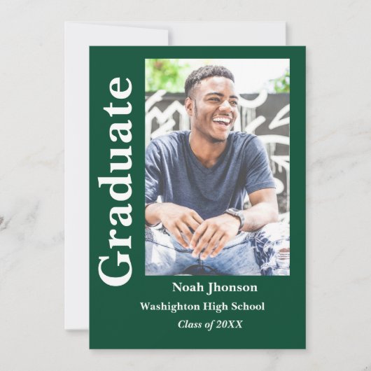 Klasse van 2023 Modern Boy smaragdgroen afstuderen Kaart (Voorkant)