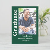 Klasse van 2023 Modern Boy smaragdgroen afstuderen Kaart (Staand voorkant)