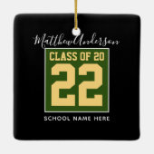 Klasse van 2023 Modern Green Black & Gold Afstuder Keramisch Ornament (Achterkant)
