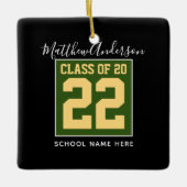 Klasse van 2023 Modern Green Black & Gold Afstuder Keramisch Ornament (Voorkant)