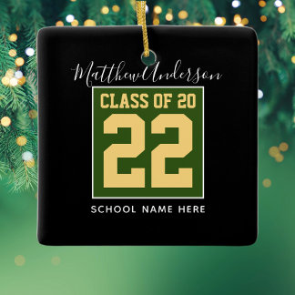 Klasse van 2023 Modern Green Black & Gold Afstuder Keramisch Ornament