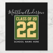 Klasse van 2023 Modern Green Black & Gold Afstuder Wijn Etiket (Enkel label)
