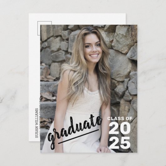 Klasse van 2023 Moderne Foto High School Afstudere Aankondigingskaart (Voorkant / Achterkant)