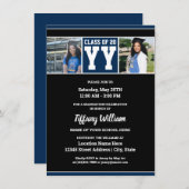 Klasse van 2023 Navy Blue en Black Afstuderen Phot Kaart (Voorkant / Achterkant)