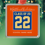 Klasse van 2023 Oranje blauw en goudblauw Afstuder Metalen Ornament<br><div class="desc">Gefeliciteerd</div>