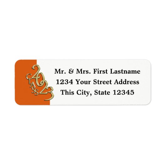 Klasse van 2023 Oranje en goudAfstuderen Etiket (Voorkant)